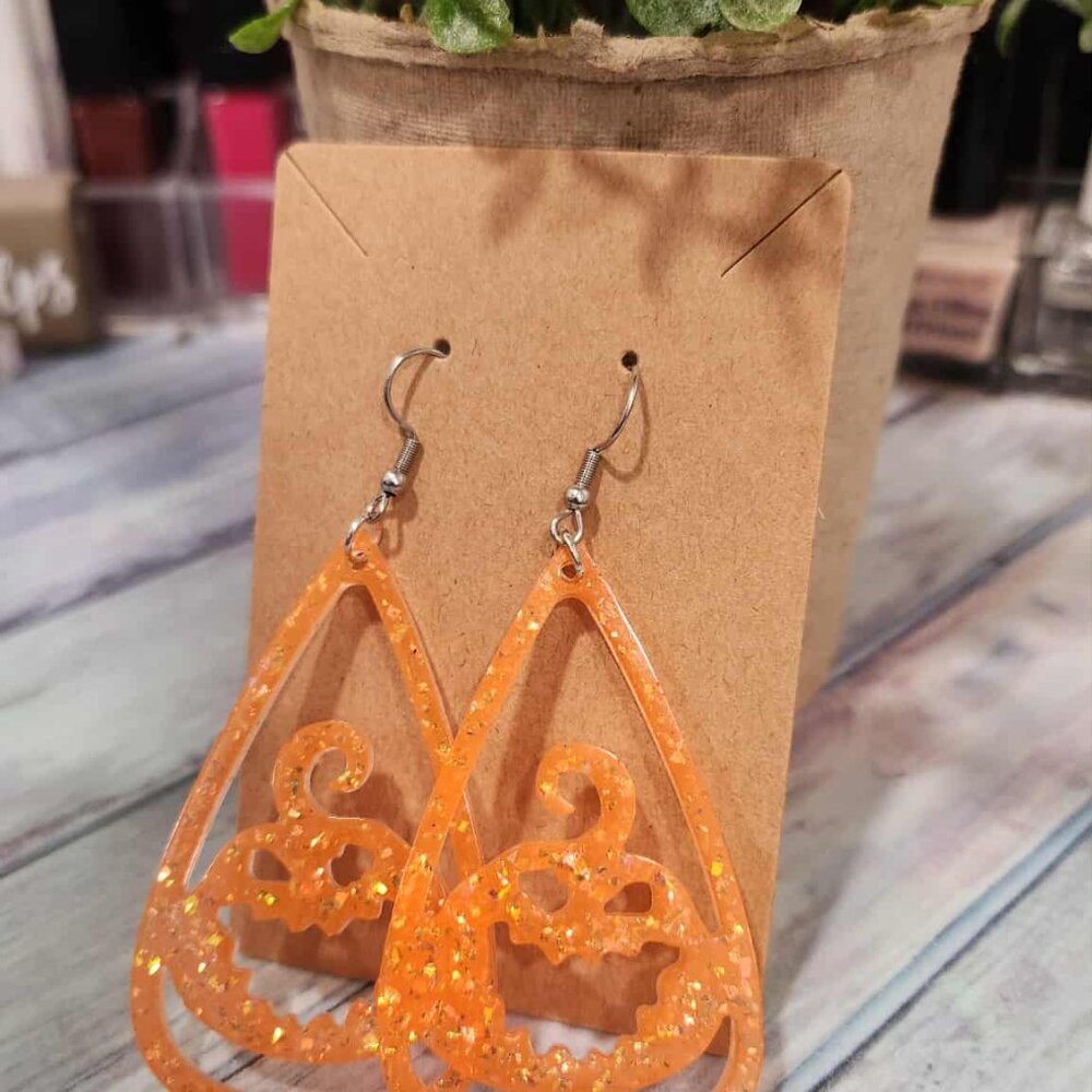 Glitter Resin Halloween Earrings - Picture 7 of 8